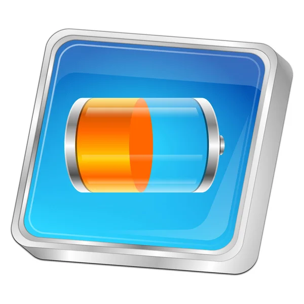 Glanzende Blauw Oranje Batterij Knop Illustratie — Stockfoto