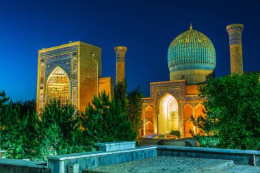 Gur-e-Amir or Guri Amir (Tomb of the King), a mausoleum of the Asian conqueror Timur in Samarkand, Uzbekistan.  clipart