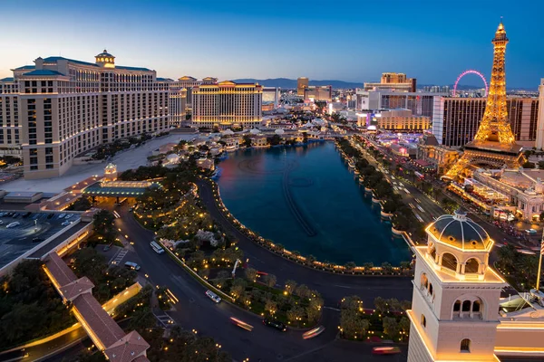 Stadtbild Von Las Vegas Streifen Luftaufnahme Nevada Bei Nacht Usa — Stockfoto