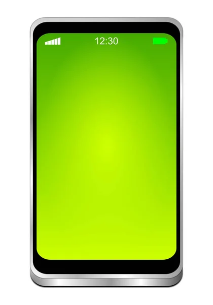 Smartfon Pustym Zielonym Ekranem Ilustracja — Zdjęcie stockowe