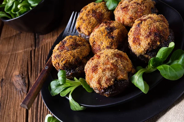 Stuffed Minced Meat Baked Champignons — Stock Photo, Image