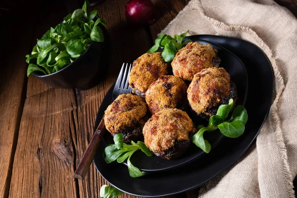 Stuffed Minced Meat Baked Champignons — Stock Photo, Image