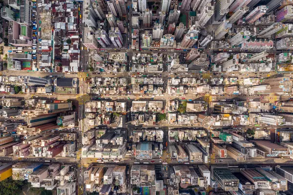 Mong Kok Hongkong Březen 2019 Drone Létá Nad Hongkongským Městem — Stock fotografie