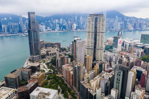 香港尖沙咀东部2019年4月21日 香港天际线全景 — 图库照片