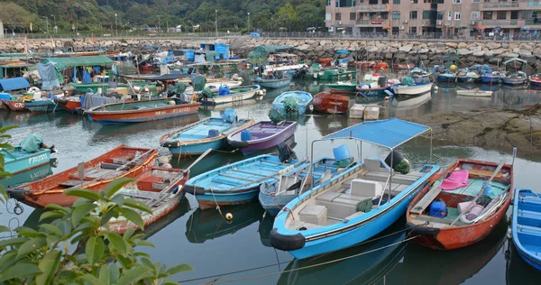 Cheung Chau Hong Kong Avril 2019 Crowd Small Boats Sea — Photo