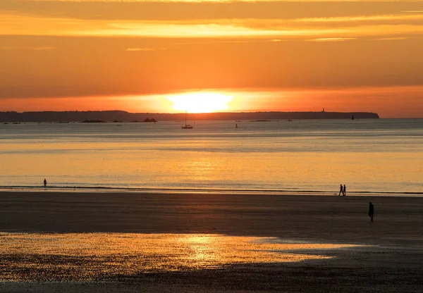 Bellezza Vista Tramonto Dalla Spiaggia Saint Malo Bretagna Francia — Foto Stock