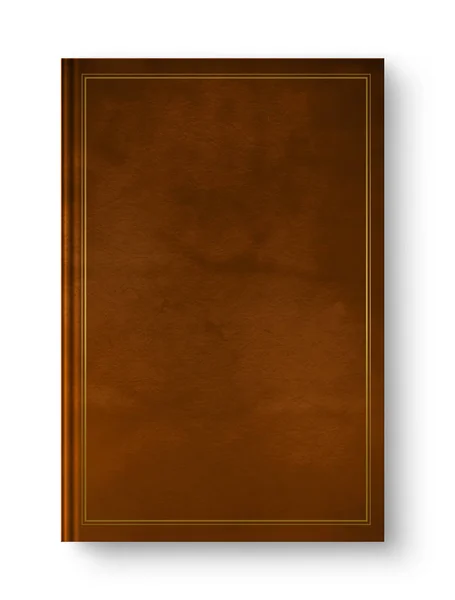 Gesloten Lederen Blanco Boek Mockup Met Gouden Frame Geïsoleerd Wit — Stockfoto