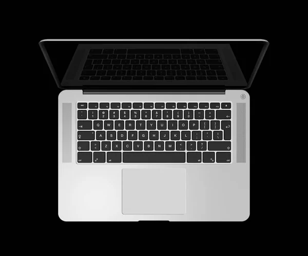Vista Superior Laptop Aberto Com Tela Preta Isolado Preto Ilustração — Fotografia de Stock