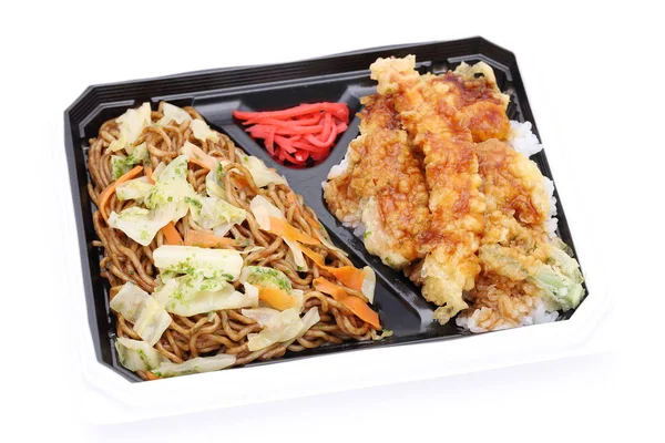Japoński Bento Lunch Pack Izolowane Białym Tle — Zdjęcie stockowe