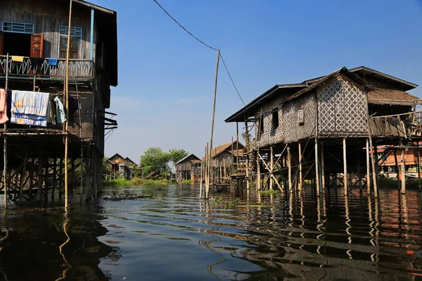 Casas Lago Inle Myanmar — Foto de Stock