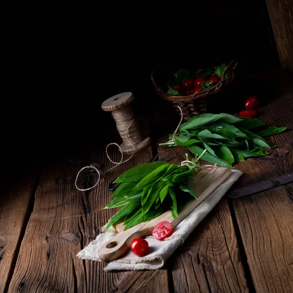 Allium Ursinum Ramson Fresco Com Muitas Vitaminas Valiosas — Fotografia de Stock