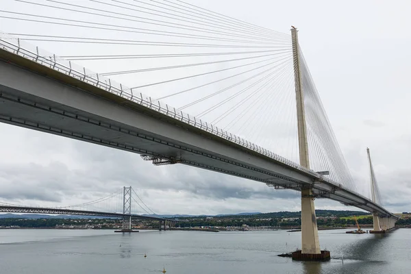 New Queensferry Crossing Bridge Firth Forth Older Forth Road Bridge — Stock Photo, Image