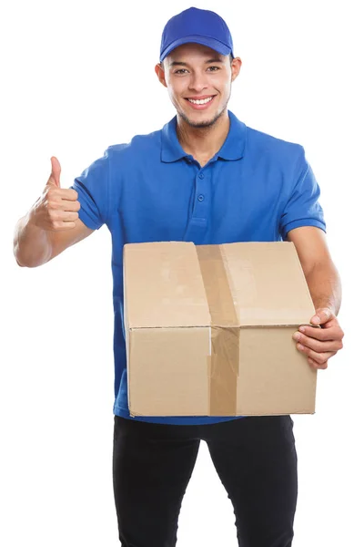 包裹递送服务盒订单在白色背景下提供工作成功隔离 — 图库照片