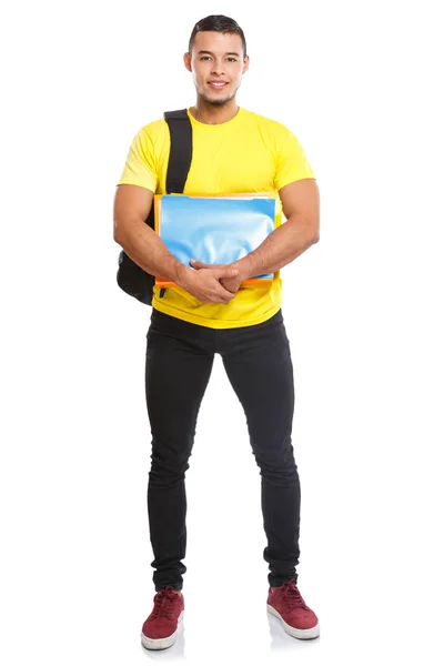 Étudiant Collège Jeune Homme Plein Corps Portrait Souriant Personnes Isolées — Photo