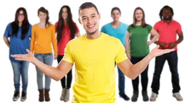 Friends Young People Social Media Latin Latino Isolated White Background — Stock Photo, Image
