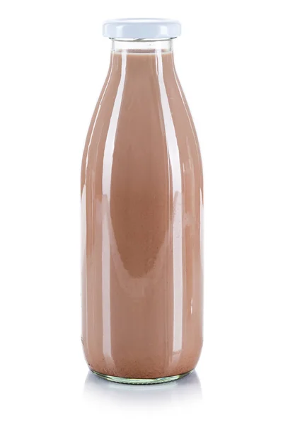 Бутылка Свежего Шоколадного Напитка Белом Фоне — стоковое фото