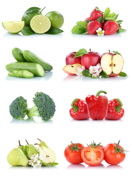 水果蔬菜采集分离苹果番茄草莓甜椒颜色鲜果白色背景 — 图库照片