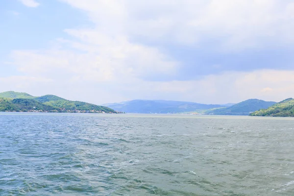 Blick Auf Die Flusslandschaft Der Donau Morgen Osten Serbiens Grenze — Stockfoto