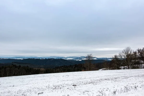 Paisaje Invernal Con Hielo Campo Nieve —  Fotos de Stock