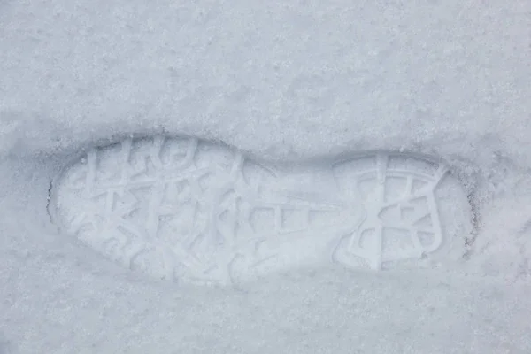 Foot Print Human Shoe White Snow — Stock Photo, Image