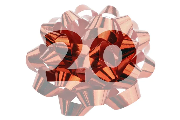 Image Lightened Gift Loop Made Red Gift Ribbon Transparent Number — Stock Photo, Image