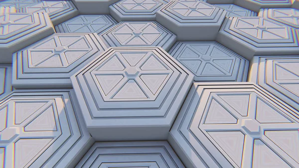 Witte Geometrische Hexagonale Abstracte Achtergrond Illustratie — Stockfoto