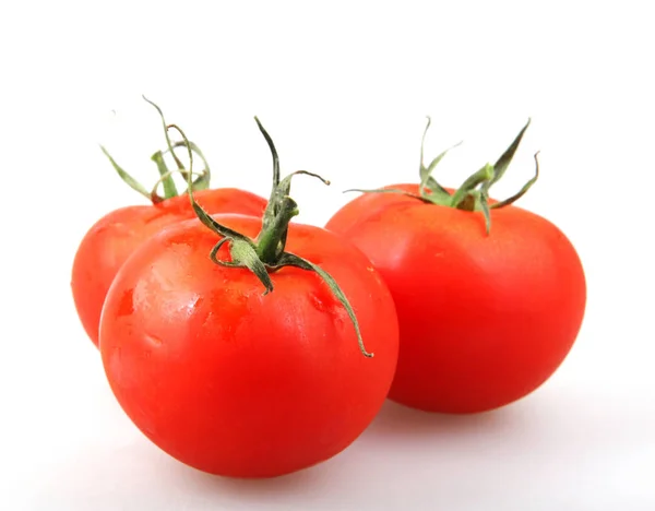 Närbild Röd Tomat Vit Bakgrund — Stockfoto