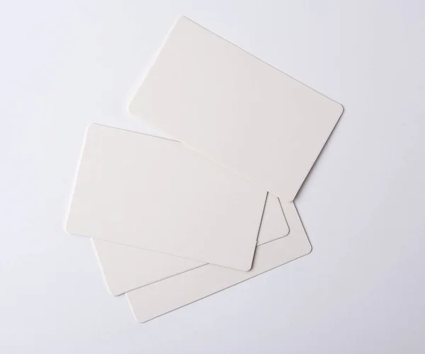 Pile Papier Rectangulaire Blanc Blanc Cartes Visite Sur Fond Blanc — Photo