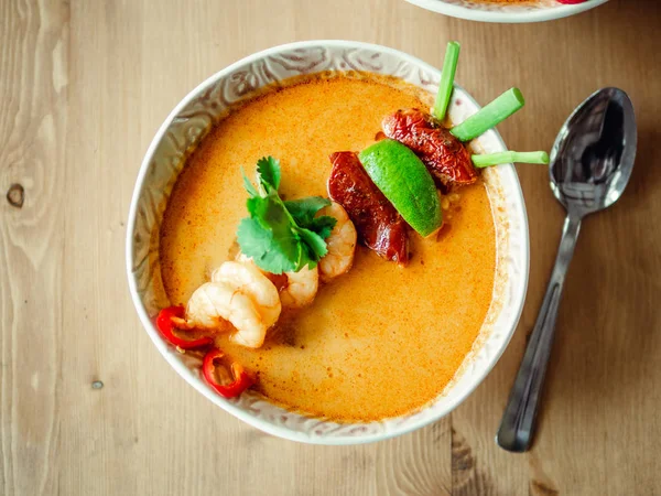 Tom Yam Kong Prêt Manger Soupe Tom Yum Aux Crevettes — Photo