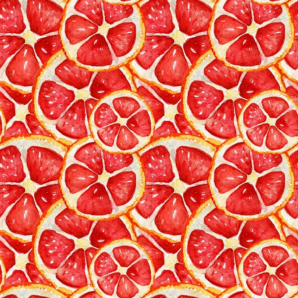Naadloos Patroon Met Grapefruit Tropisch Verfrissend Exotisch Zomer Concept Aquarel — Stockfoto