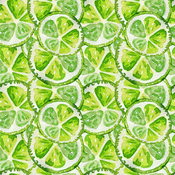 Seamless pattern with lime. Tropical refreshing exotic. Summer concept. Watercolor illustrations.