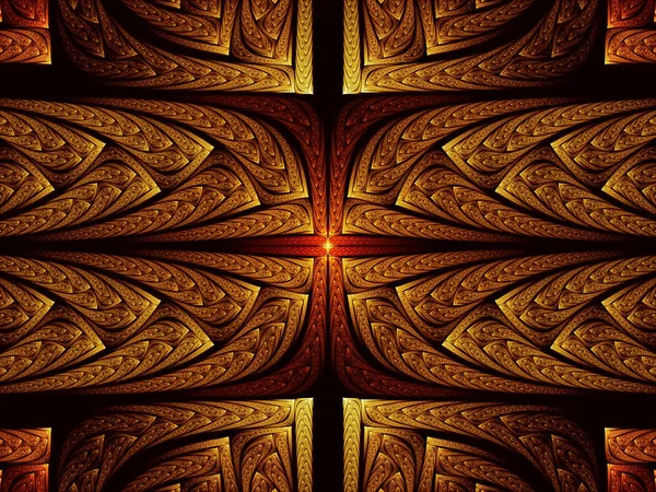 Abstraktní Zlatý Vzor Počítač Generovaný Obrazem Fraktální Umění Kovový Povrch — Stock fotografie