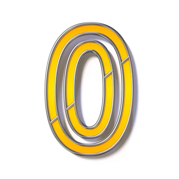 Oranje Metaaldraad Lettertype Nummer Nul Rendering Illustratie Geïsoleerd Witte Achtergrond — Stockfoto