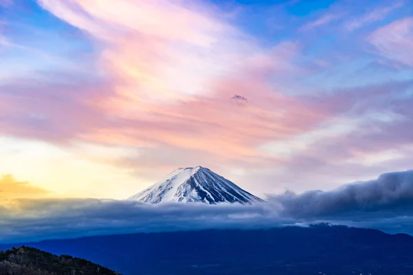 Fuji Belo Amanhecer Nascer Sol Kawaguchiko Fujiyoshida Cidade — Fotografia de Stock