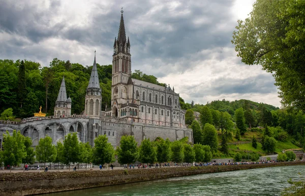 Vista Sulla Basilica Lourdes Francia — Foto Stock