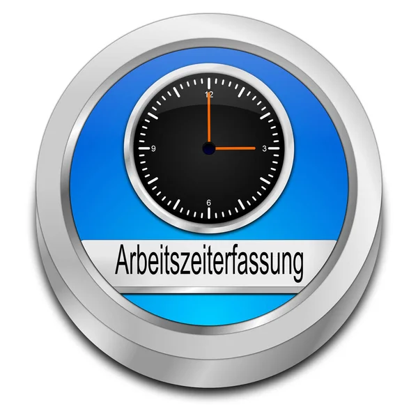 blue Time Tracking Button - in german - 3D illustration