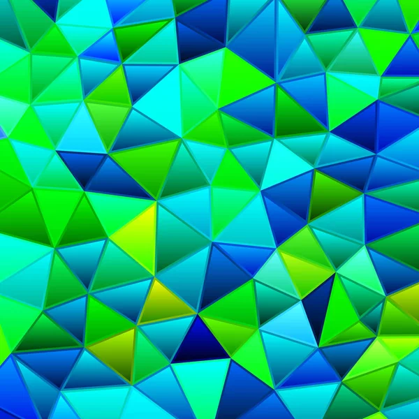 抽象的なステンドグラスの三角形モザイクの背景 緑と青 — ストック写真