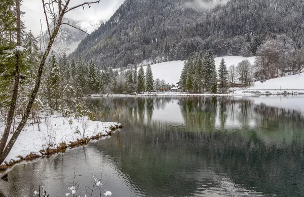 Lago Llamado Hintersee Baviera Invierno — Foto de Stock