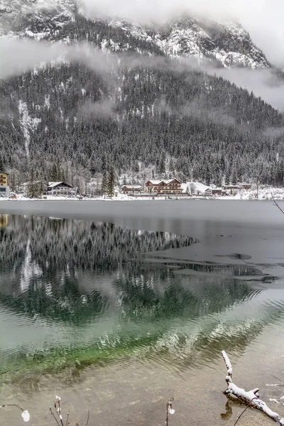 Jezero Názvem Hintersee Bavorsku Zimním Období — Stock fotografie