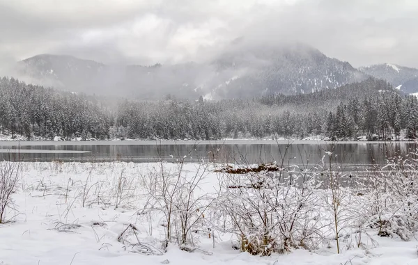 Lago Chamado Hintersee Baviera Inverno — Fotografia de Stock