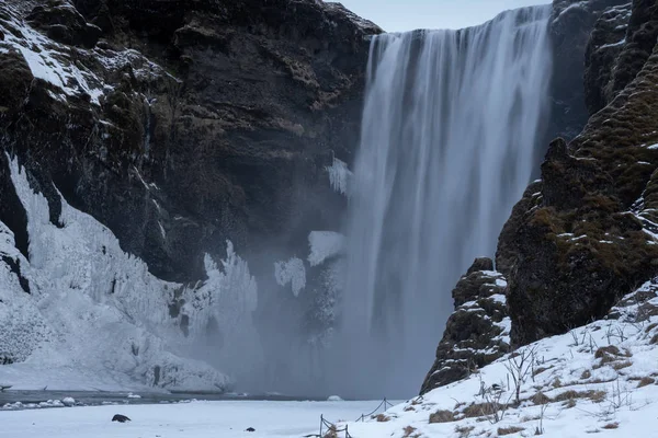 Panoramische Afbeelding Van Bevroren Waterval Urridafoss Ijsland Europa — Stockfoto