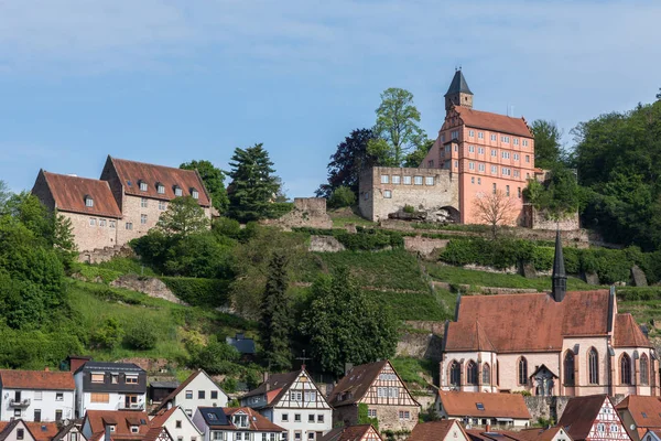 Hirschhorn Ist Eine Mittelalterliche Stadt Hessen Deutschland Gelegen Neckar Schönen — Stockfoto