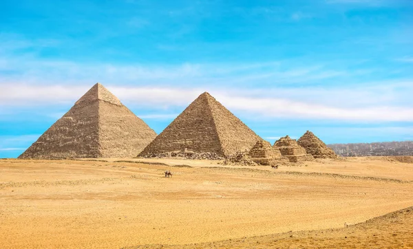 Grandes Pirámides Giza Día Verano Egipto —  Fotos de Stock