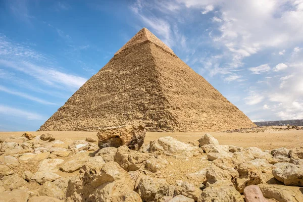 Άποψη Της Μεγάλης Πυραμίδας Του Khafre Στην Έρημο Της Γκίζας — Φωτογραφία Αρχείου