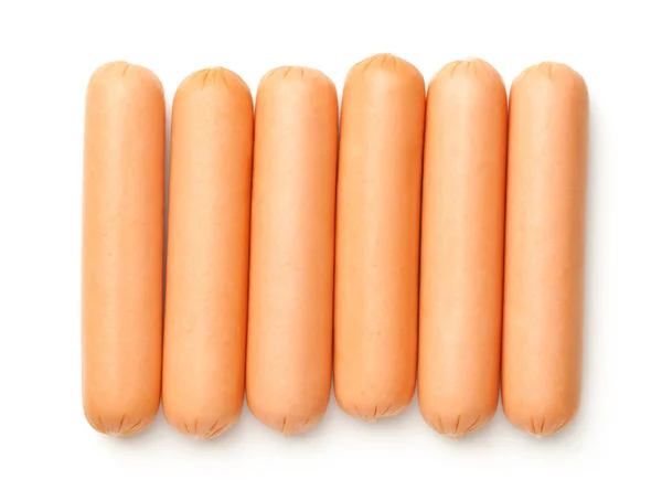 Sausages Isolated White Background Top View — Stock Photo, Image