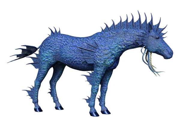 Візуалізація Синього Водяного Коня Ізольовано Білому Тлі — стокове фото