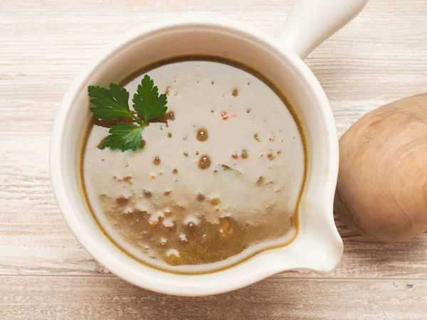 Sup Kacang Hijau Dengan Potao Dan Rempah Rempah Pedas — Stok Foto