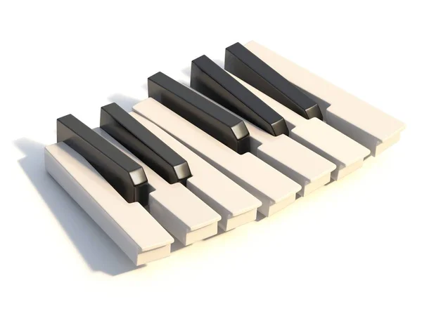 順序付けされていない抽象的なピアノキーボード1オクターブ3Dレンダリングイラストは 白い背景に隔離 — ストック写真