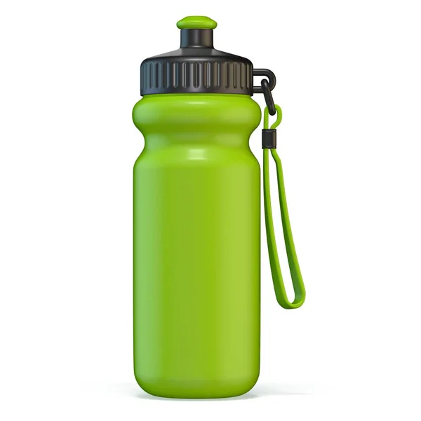 Green Sport Plastic Water Bottle Standing Render Illustration Isolated White — Stock Photo, Image