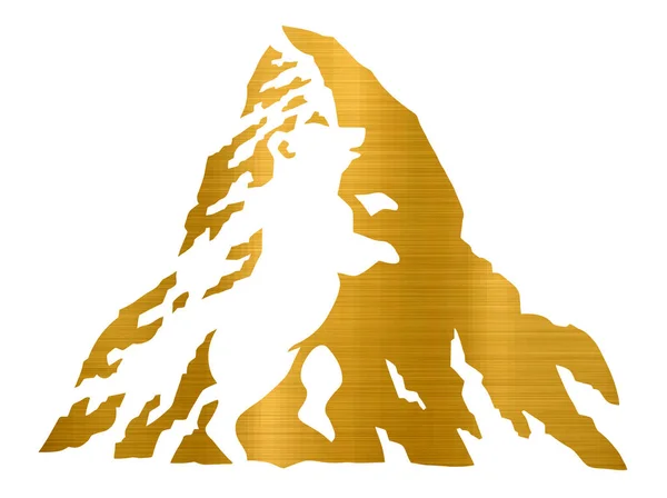 Alpine Berg Vallei Rotsachtige Sneeuw Winter Ijs Illustratie Gouden Metallic — Stockfoto